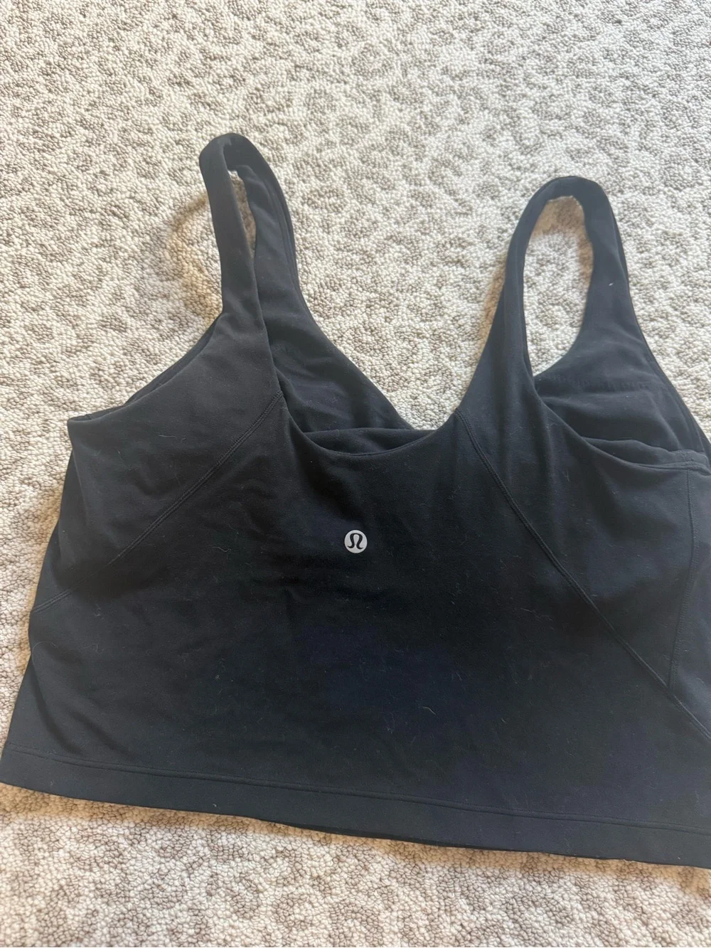 lululemon Black Longline V-Neck Sports Bra Crop Top Size Large